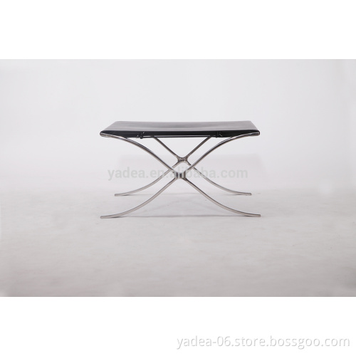 2016 New Design Genuine Leather Ottoman with Stainless Steel Legs